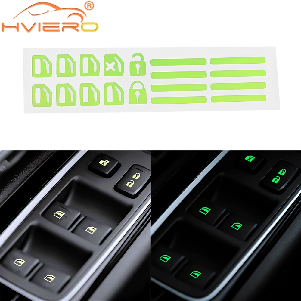 Car Styling Window Switch Luminous Stickers Night Glowing Button Fluorescent Decals for Toyota Camry Mitsubishi Benz Hyundai Kia