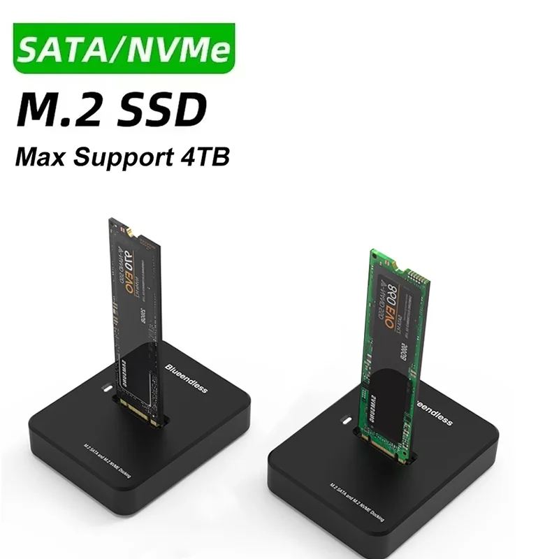 

Док-станция для SSD M.2 NVME SATA с двойным протоколом, внешний корпус для SSD-накопителя, скорость чтения/записи 10 Гбит/с, подключение Plug and Play