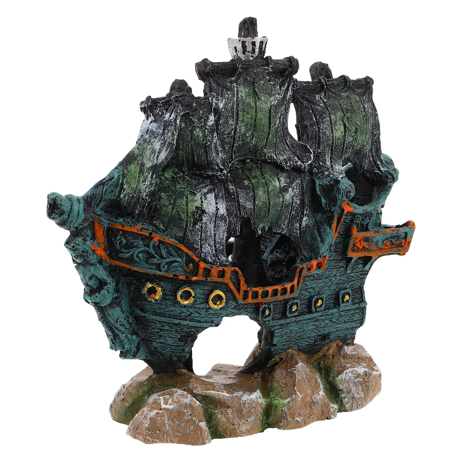 

Aquarium Resin Shipwreck Fish Tank Decoration Realistic Sunken Ship Ornament Betta Fish Hideout Aquarium Decor