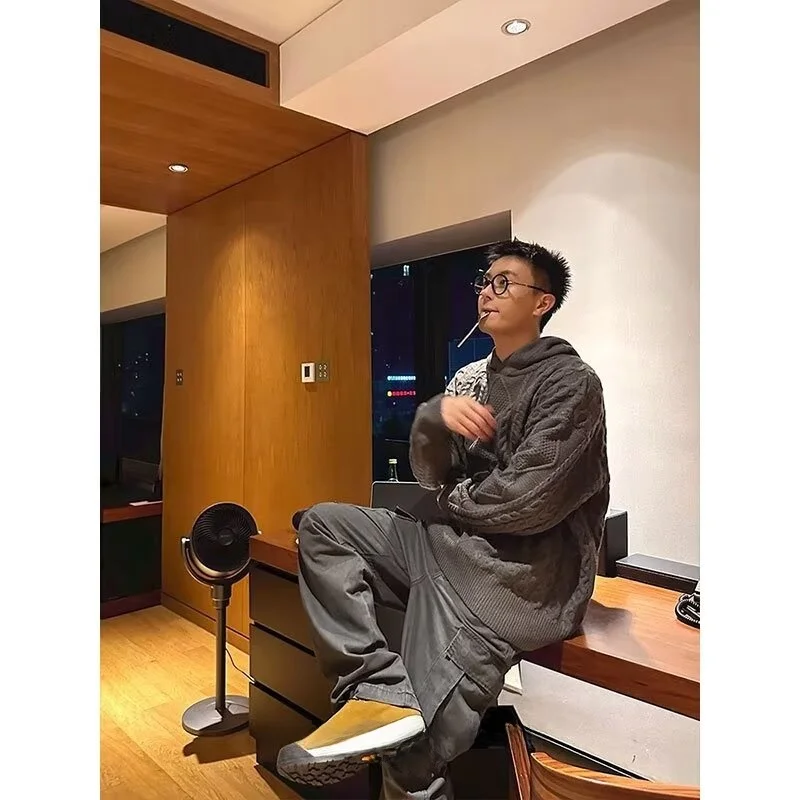 

Осень-зима, вязаный свитер с v-образным вырезом, кардиган, мужская цветная повседневная верхняя одежда, свободная посадка, длинный свек, полиэфирное волокно