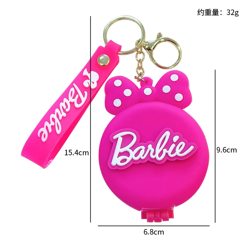 Barbie Keychains Mirror Airbag Comb Keychain Girl Portable Makeup Mirror Bag Pendant Kids Gifts