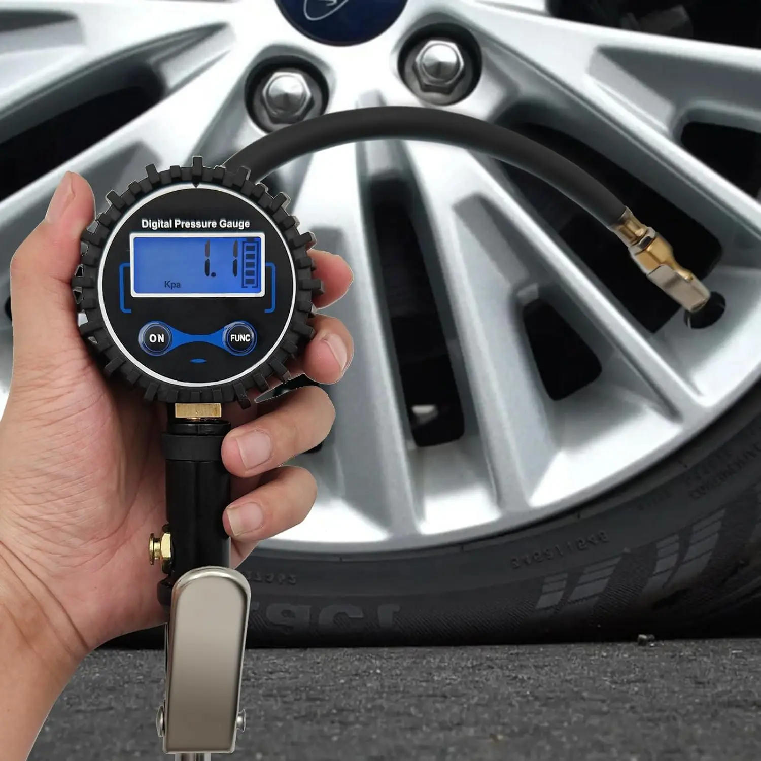 Tire Pressure Gauge, Digital Tire Gauges for Tire Pressure with Inflator and Heavy Duty Air Chuck for Motorcycle, Car, RV, Truck