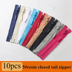 10pcs 5#15cm-25cm Resin zipper closed tail garment Pocket Bag Handbag cushion multi-color closed short zipper