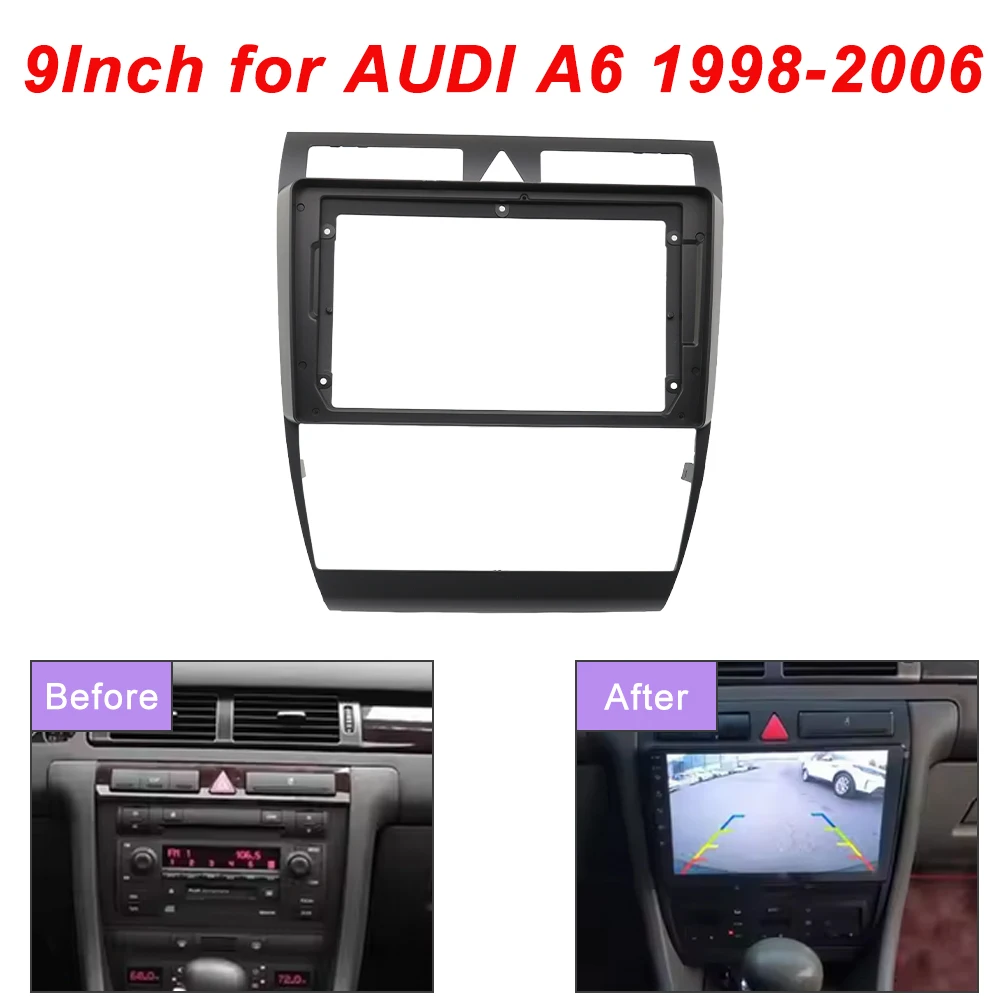 

9 Inch 2 Din Head Unit Car Radio Fascia MP5 GPS Android Stereo Player Navigation Panel Dash Frame for AUDI A6 1998-2006