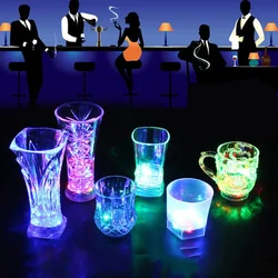 LED Luminous Beer Mug Flash Drinking Cup Color Changing Whiskey Glass Luminous Drinkware Bar Club Birthday Party Supplies