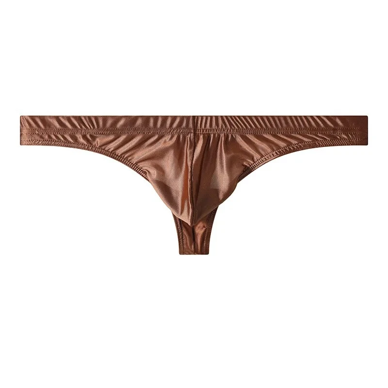 Men's Bulge Sexy T Back Thong Summer Smooth Thin Quick Dry Cool Feel Elastic Sports Panties Gay Low-rise U Convex Pouch G-string