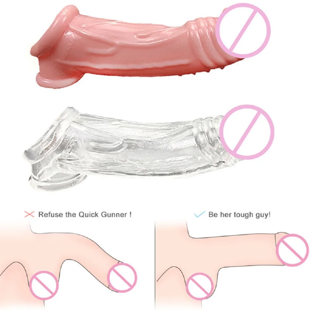 Funda de extensión de pene para hombre, preservativos de eyaculación más seguros y retardados reutilizables de 4cm, extensor de pene, Juguetes