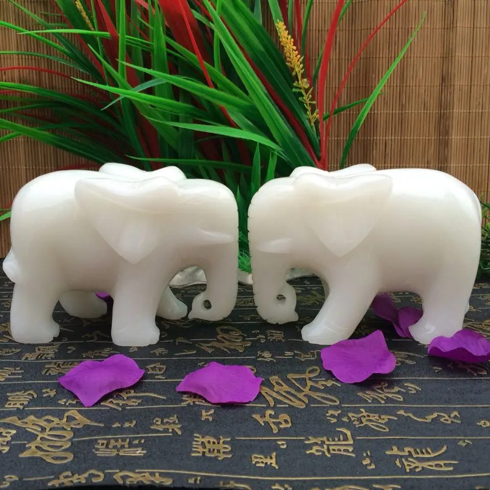 

Afghanistan White Jade Absorbs Water, Elephant Absorbs Wealth, Elephant Decoration, Pair of Home Decoration, Living Room, Entran