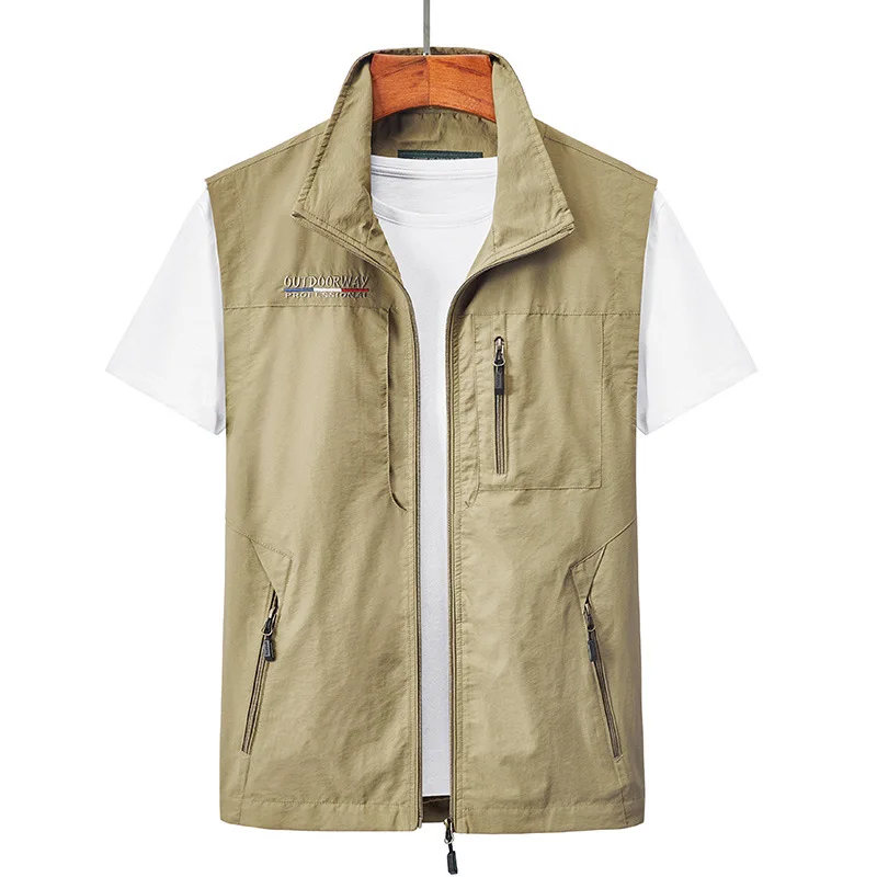 Mens Summer Ultralight Fishing Photography Vests Outdoor Full Zip Techwear Tactical Multi Pockets Mesh Quick Dry Cargo Waistcoat
