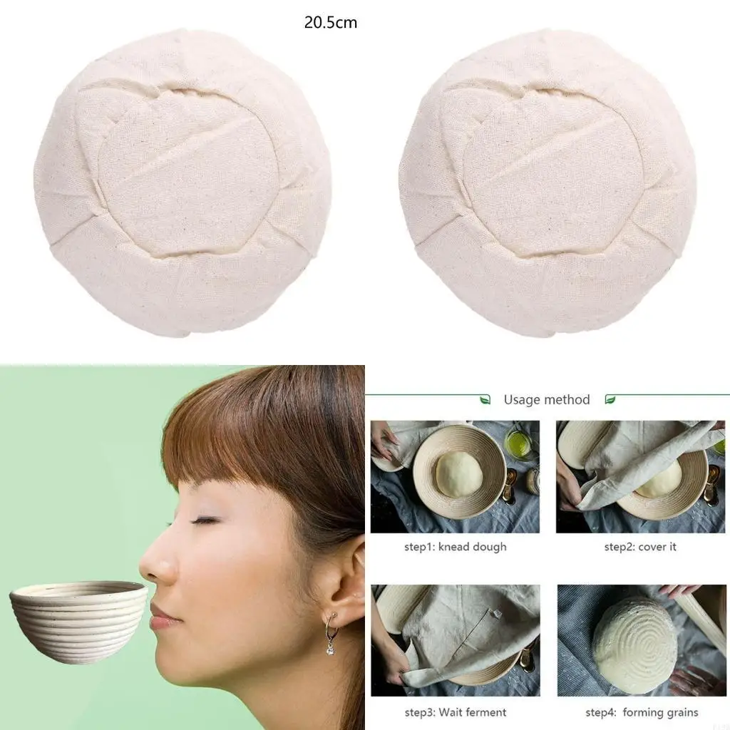 F19B Round Bread Proofing Basket Cloth Liner Round Brotform Liner Natural Rattan Baking Dough Sourdough Banneton Basket Cover