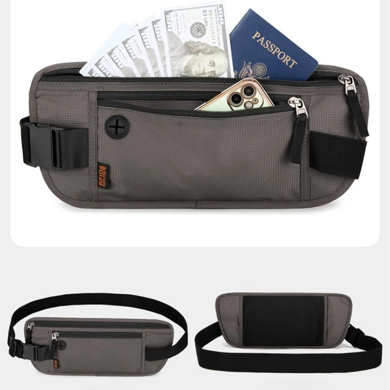

2025 new mobile phone passport document bag waist bag close anti-theft brush RFID waterproof ultra-thin mobile phone waist bags