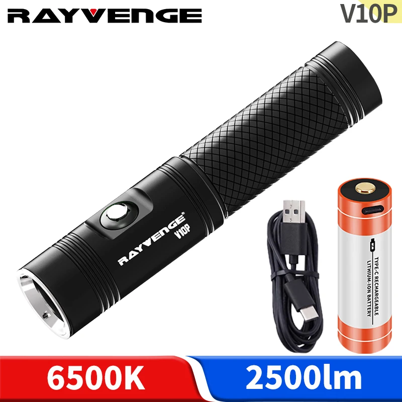 

V10P diving flashlights Dive torch 2000lm 6500K Underwater 100m Submarine lights dive lighting fill lamp Type-C Charging 5100mAh