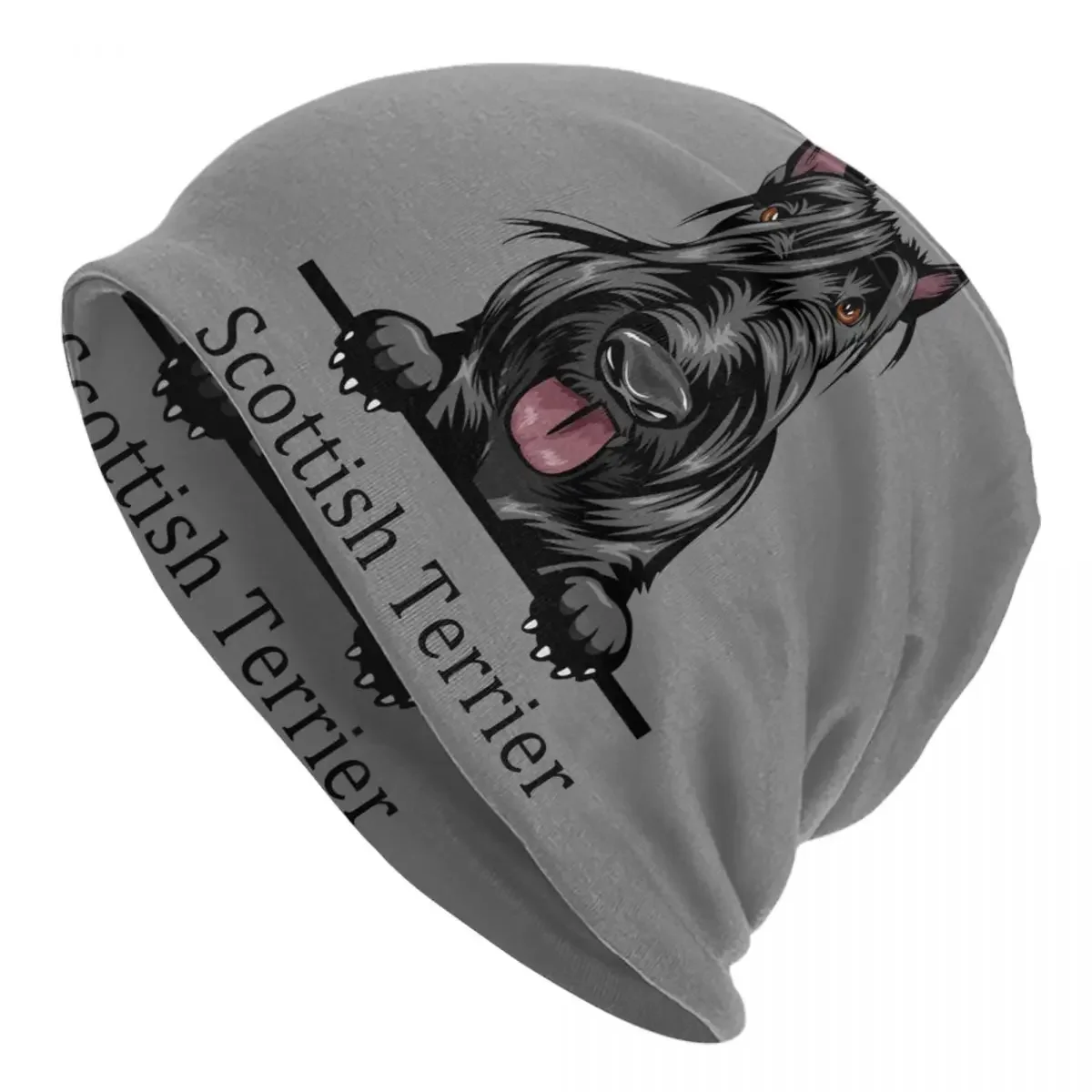 Peeking cão scottish terrier crânios gorros bonés legal inverno quente das mulheres dos homens chapéu de malha adulto unisex animal de estimação bonnet chapéus