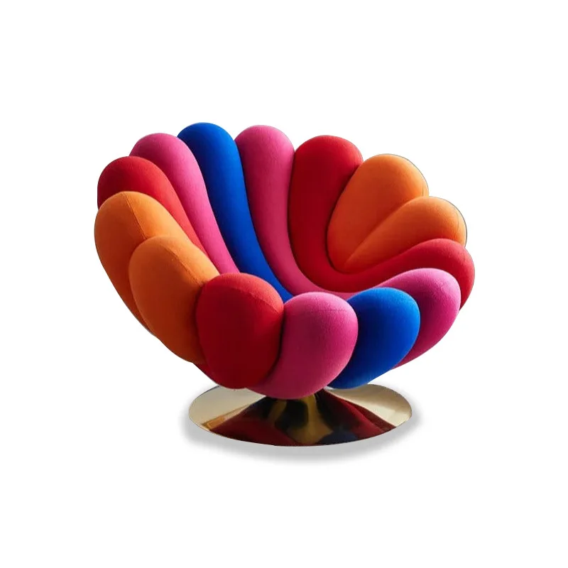 

Designer creative single fiberglass leisure petal chair, light luxury hotel villa special-shaped rotating anemone chair