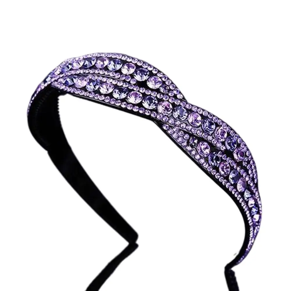 

Fashion Elegant Shinny Toothed Hairband Non-slip Cross Sweet Headband Korean Style Hair Hoop Rhinestone Girls Hair Hoop