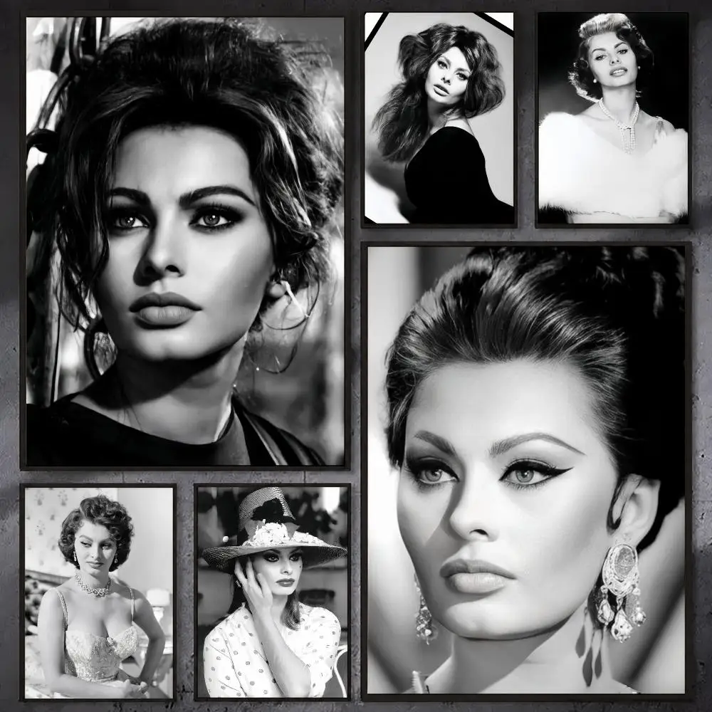 Fashion S_Sophia Loren Magazine Poster Waterproof Sticky Wall Art Print For Bedroom Living Room Hallway Bar Home Decor