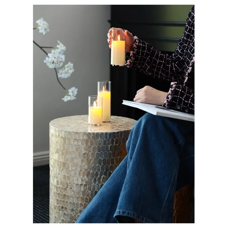 

Living room decoration edge sofa coffee table imported medieval handmade shell corner seat pier