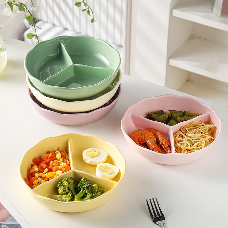 

Cry Sle Cerc Divided Plate Bowl Adult Fat Reduction Quantitative Personal Tee ids Covered Plate Partition Dinner ...