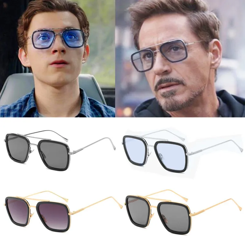 Luxury Square Sunglasses Men Women Sunglasses Tony Stark Glasses Fashion Steampunk Male Goggles Outdoor Sun Protection Glasses