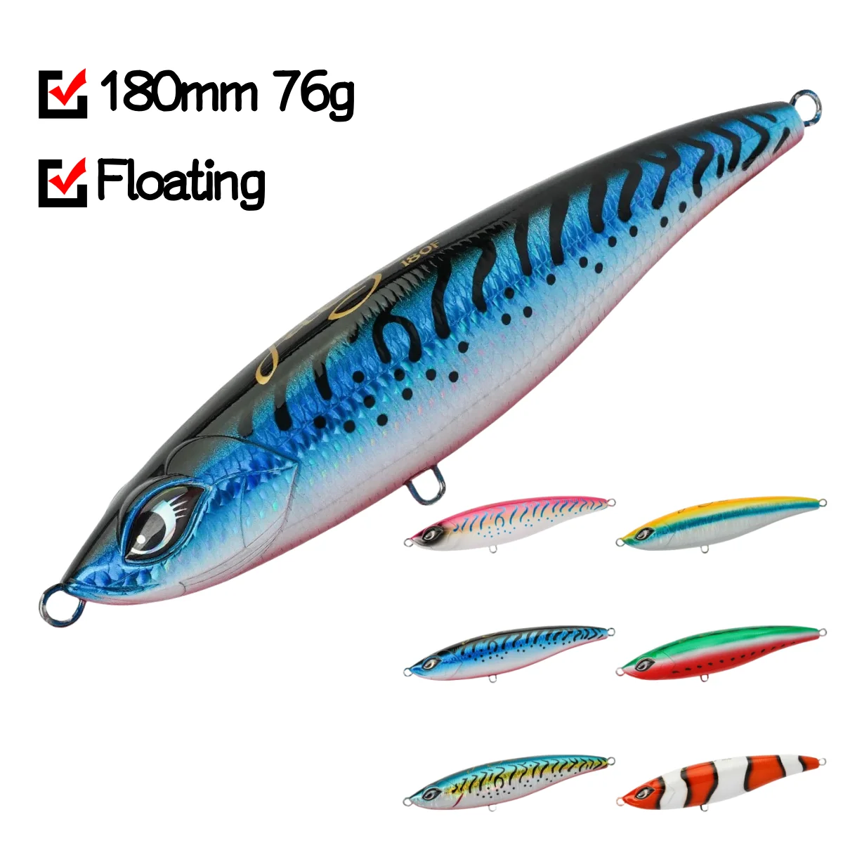 

NOEBY 3pcs 180mm 76g Stickbait Fishing Lure Floating Pencil Artificial Hard Bait Saltwater Big Game Tuna GT Fishing Lures
