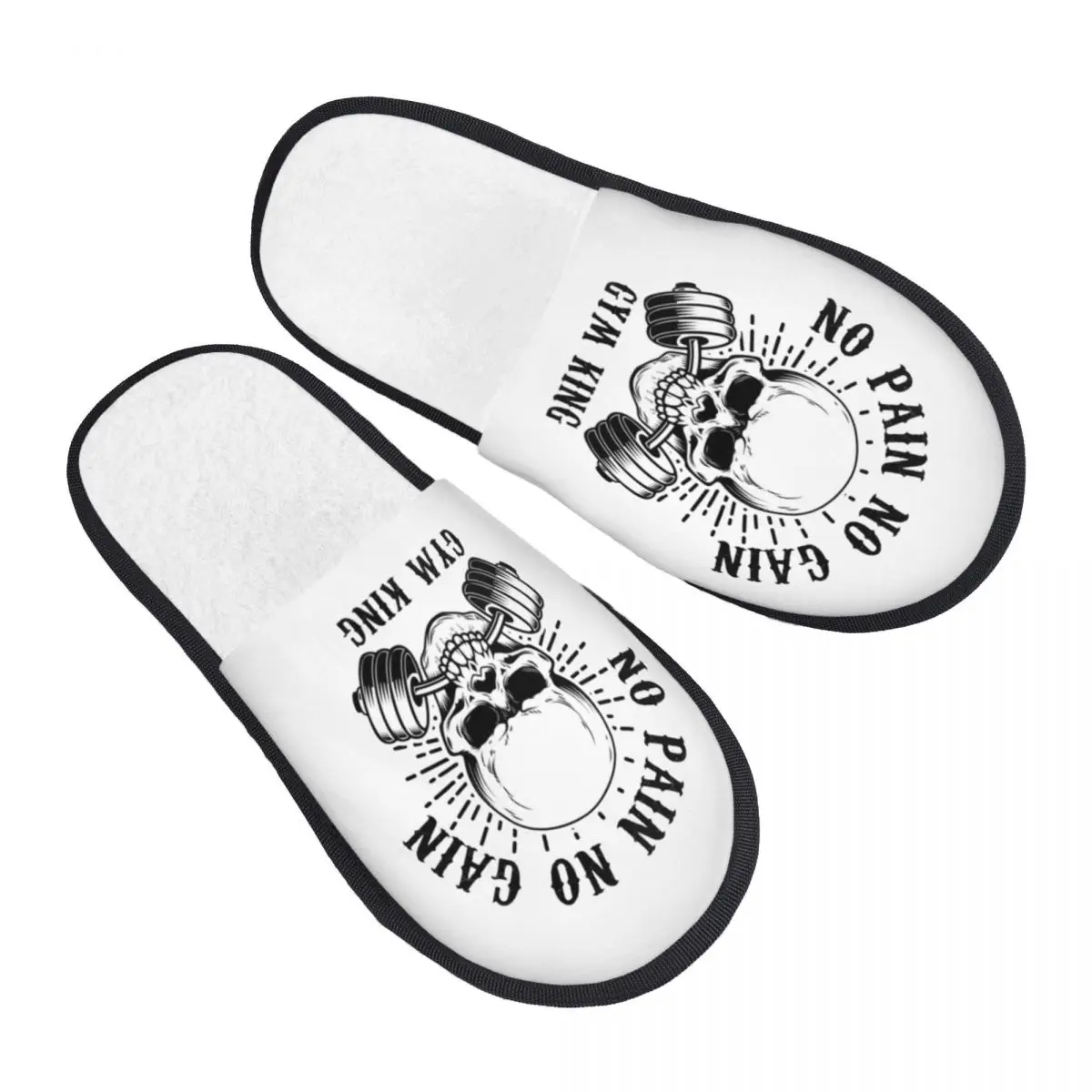 Custom No Pain No Gain Memory Foam Slippers Women Cozy Warm Bodybuilding Fitness Gym House Slippers