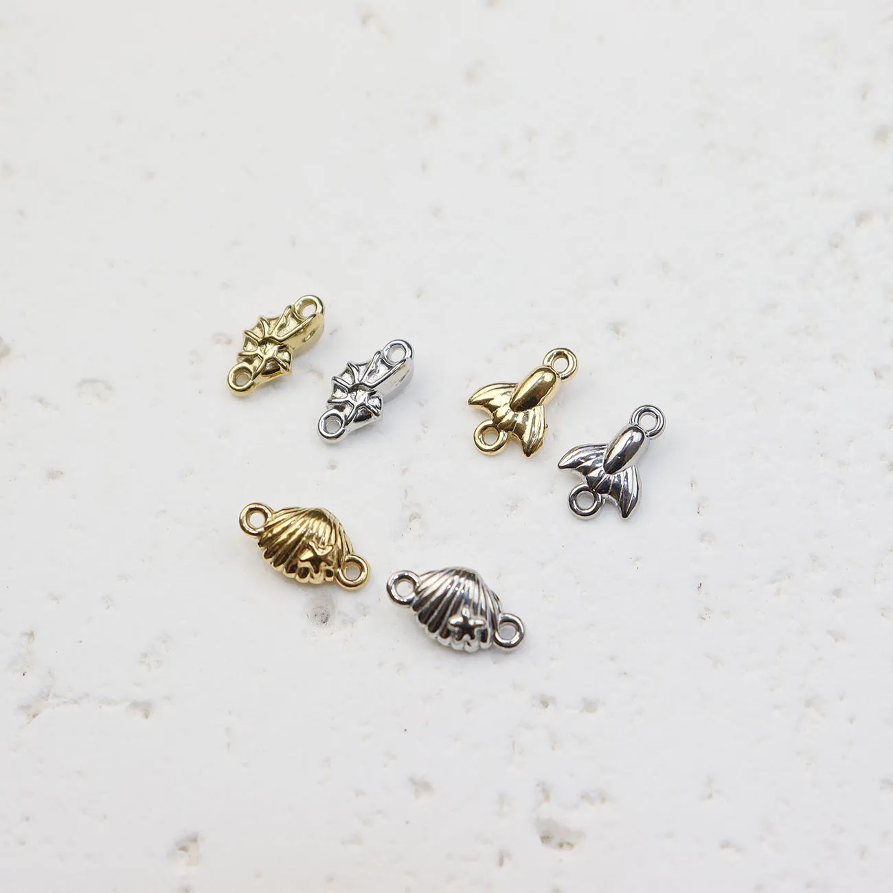 10pcs StainlessSteel Anti-allergy Sea Motif Connector Women's High Quality Fashion Jewelry Charms Pendant DIY Necklace