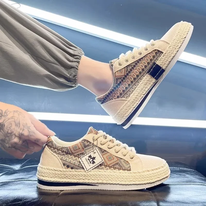 SYTK Man Shoes Fisherman Linen Cloth Loafers Summer Men's Sneakers Summer Flat Canvas Shoes For Men Casual Shoes Male