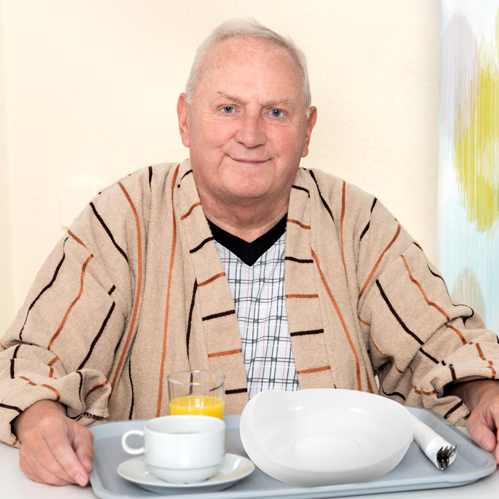 Scoop Bowl Suction Base Senior Dining Bowl Lightweight Plastic Elderly Self Feeding Dish Sprinkle Proof Food Plate