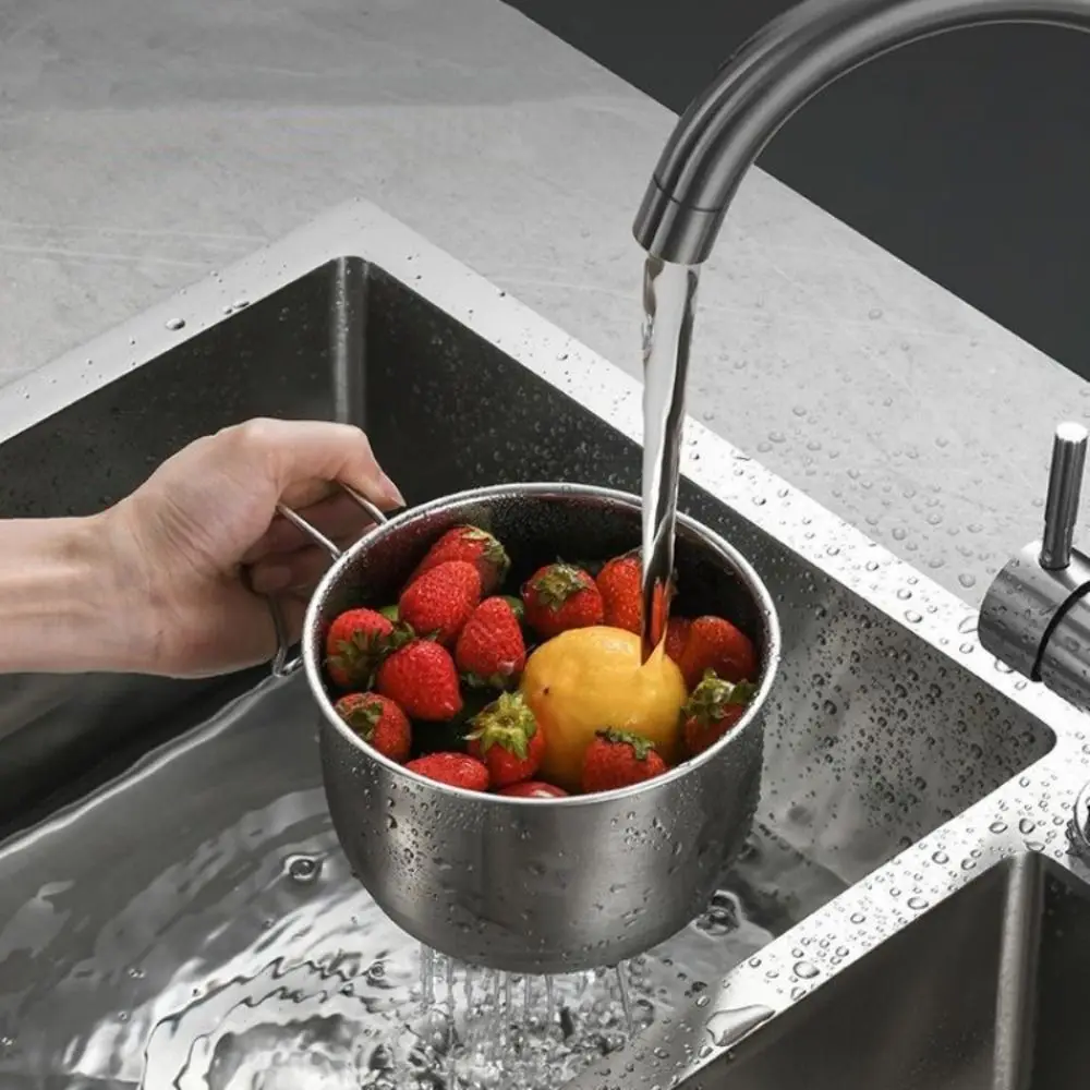 Portable Kitchen Sink Drainer Basket Hanging Removable Drain Rack Dry Wet Separation Stainless Steel Drain Storage Basket