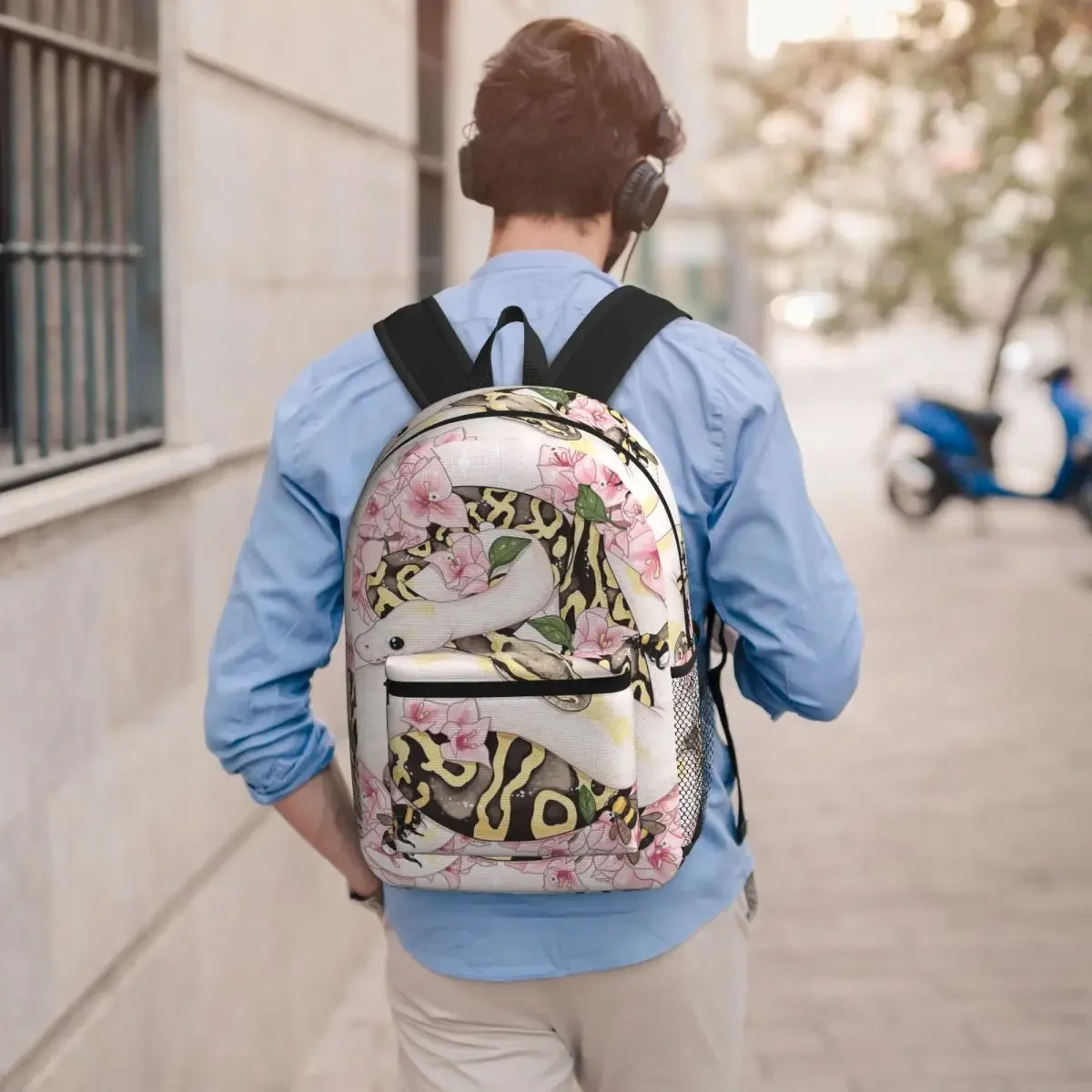 Golden Python Snake Anime In Grass Student Backpack School Bag Hiking Travel Daypack for Men Women Bookbag Shoulder Bags