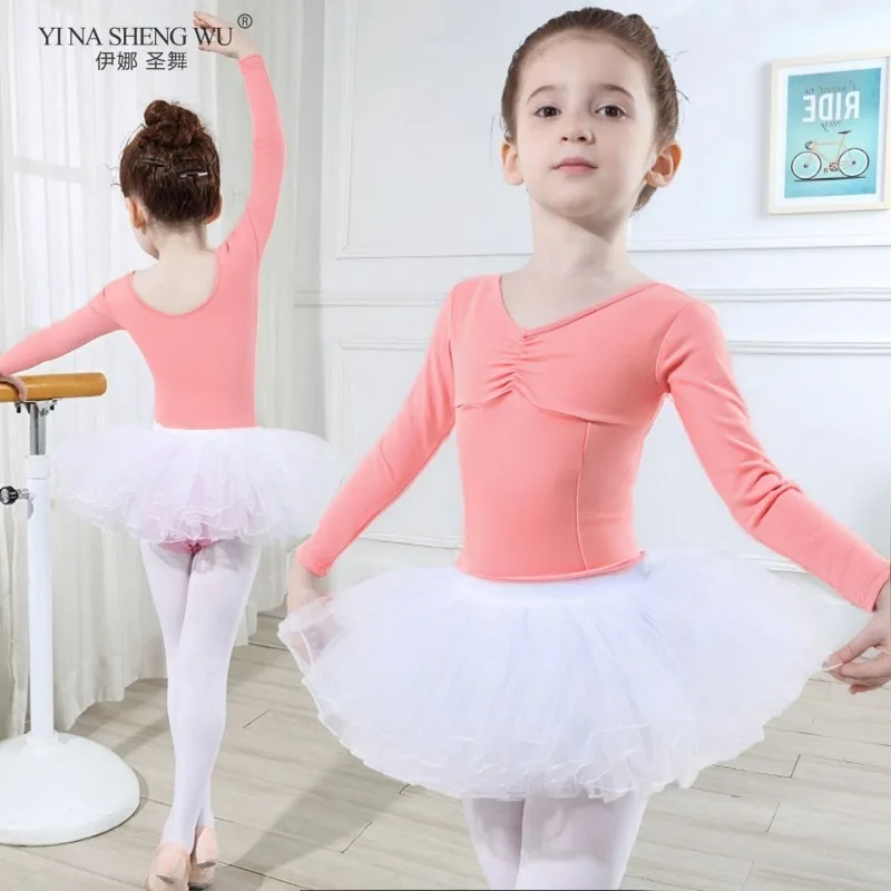 Vêtements de danse pour enfants Vêtements d'entraînement pour filles Costumes de spectacle de danse de ballet Justaucorps de ballet à manches longues Vêtements de gymnastique