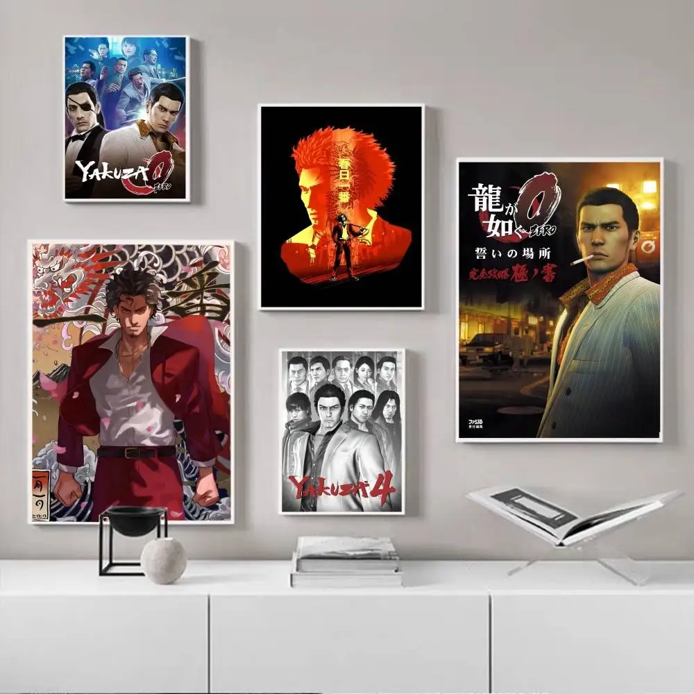 ياكوزا مثل التنين لعبة أنيمي الملصقات لزجة الديكور اللوحة جدار الفن ورق الكرافت الأبيض جدار ديكور