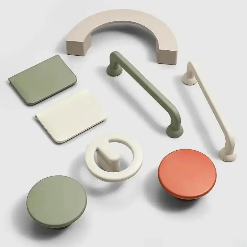 Modern Simple Style Zinc Alloy Colourful Baking Paint Surface Treatment Cabinet Door Handle Cupboard Drawer Knobs