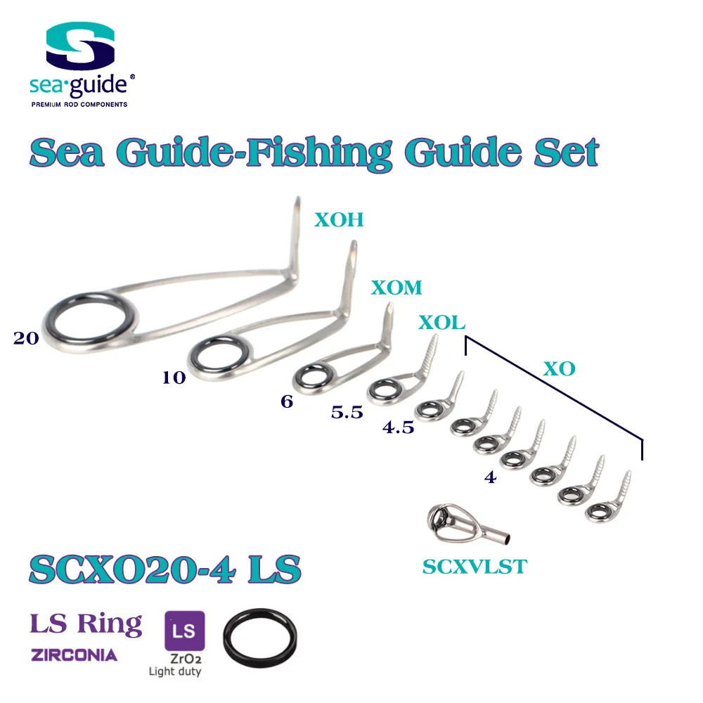 Sea Guide Single Foot Fishing Guide XOLS Set Stainless Steel Frame Zirconia Ring for Spinning Fishing Rod Builder Surf Fishing - view 4