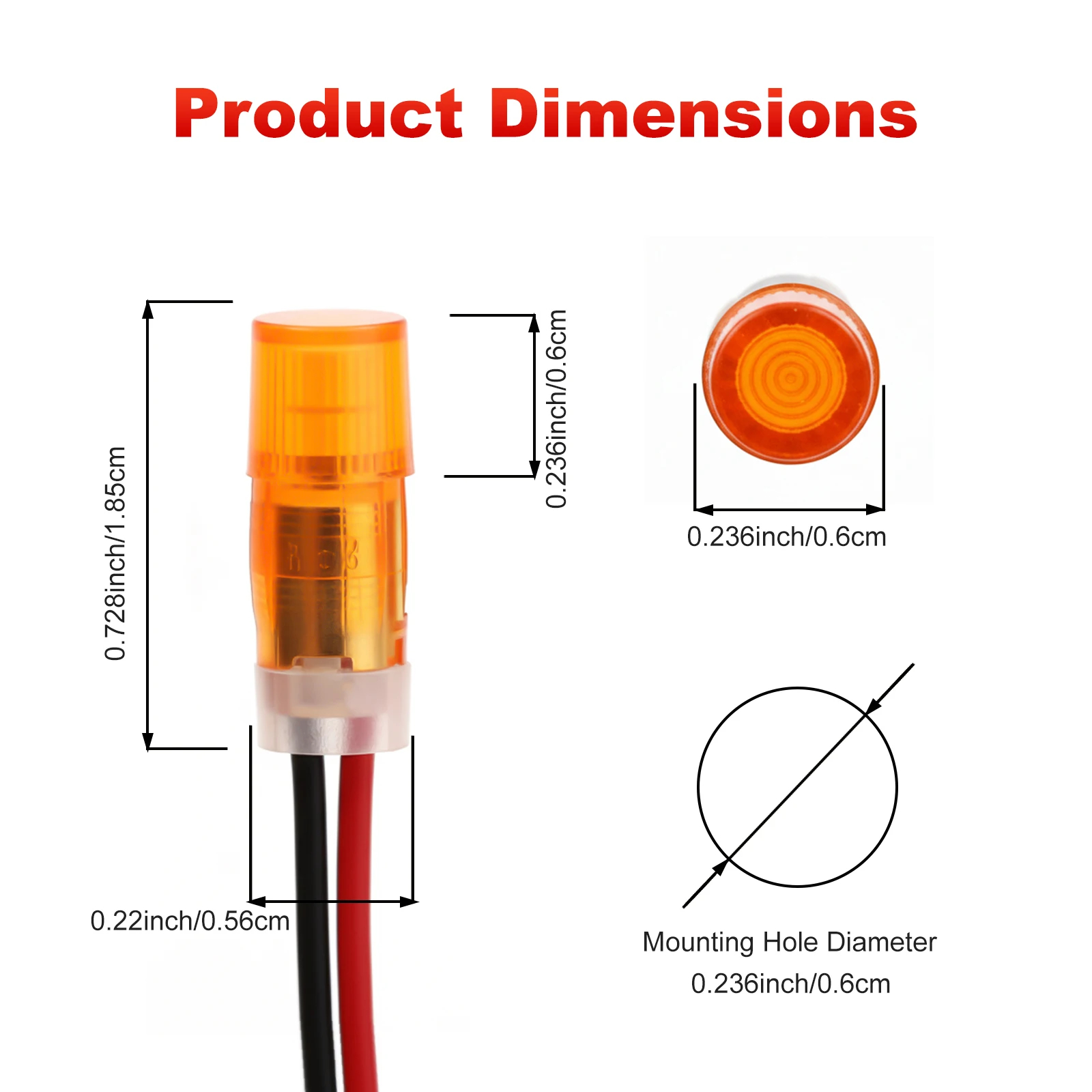 FILN 5 Stück 6mm Mini Kunststoff-LED-Kontrollleuchte 12V/24V Indikatorlampe für DIY Auto Marine Industriesteuerungsausrüstung – Detail 6