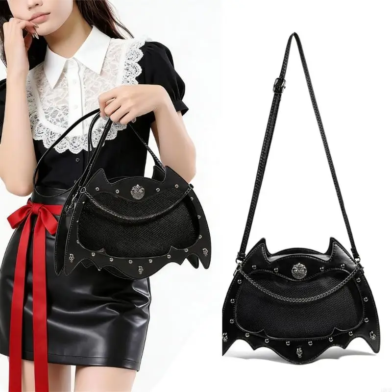 Gothic Dark Anime Shoulder Bag PU Leather Large Capacity Crossbody Bag for Event 