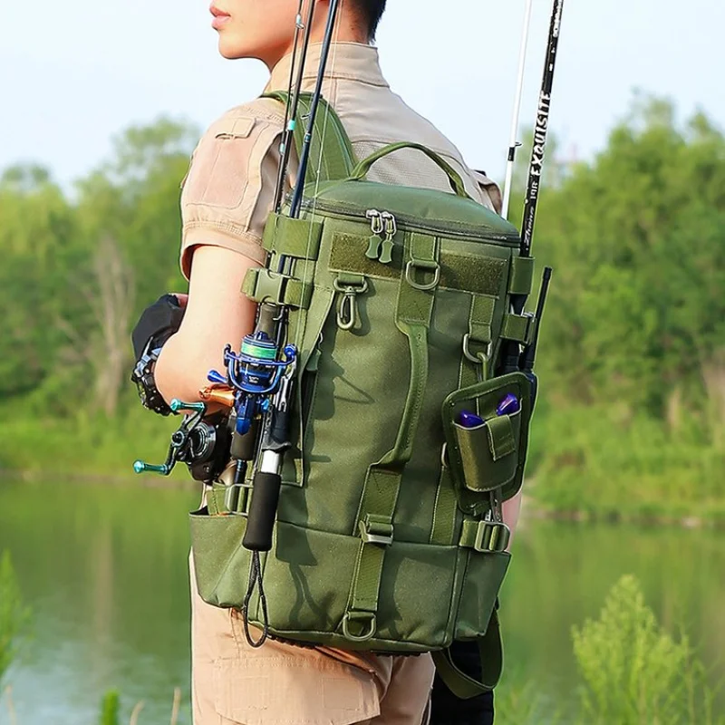 

Large Capacity Fishing Backpack For Men Waterproof Nylon Men's Outdoor Hiking Bagpack Multiple Pockets Male Tactical Bag