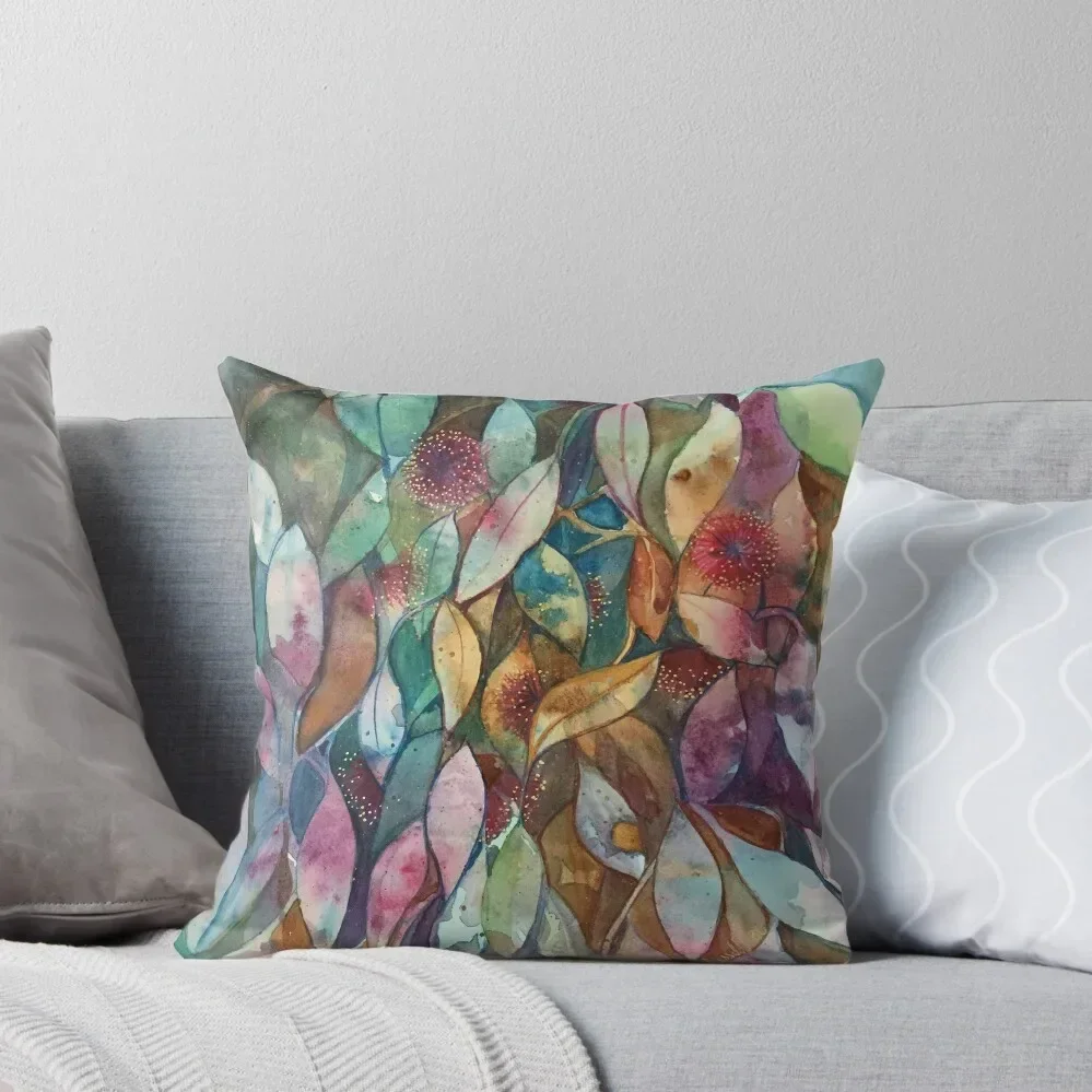 

Watercolor Gum Blossoms in Green and Pink Throw Pillow Cushion Cover Set ornamental pillows Cushions Home Decor pillow