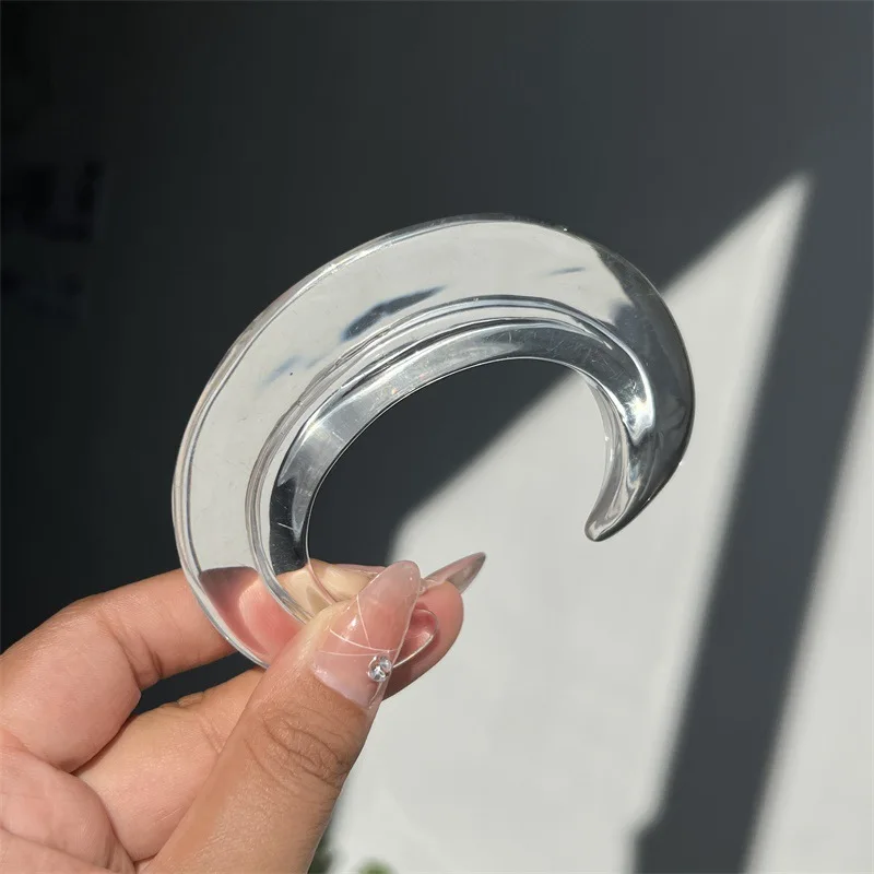 HUANZHI Exaggerated Transparent Brown Moon Resin Open Bracelet Geometric Heterotypic Vintage Cuff Bangle Jewelry for Women New
