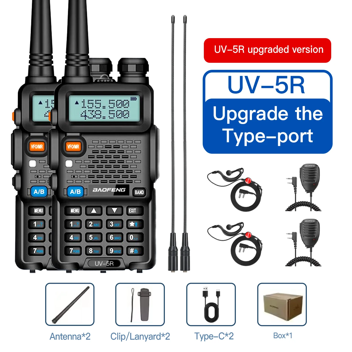 1 PC/2 PCS baofeng uv 5r USB Lange Afstand Ham Amateur Met FM Radio Lange Afstand Draagbare twee Manier Radio Baofeng CB Radio walkie talkie