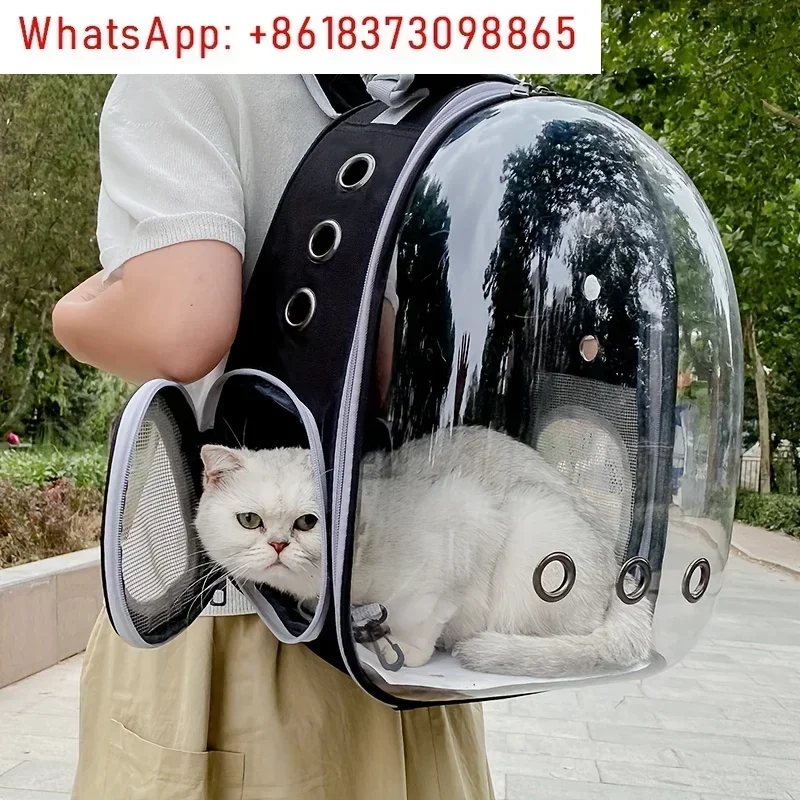 Cat Pet Strap Backpack, Cat Bag, Portable Transparent Space Capsule Pet Bag for Going Out, Breathable Cat Backpack