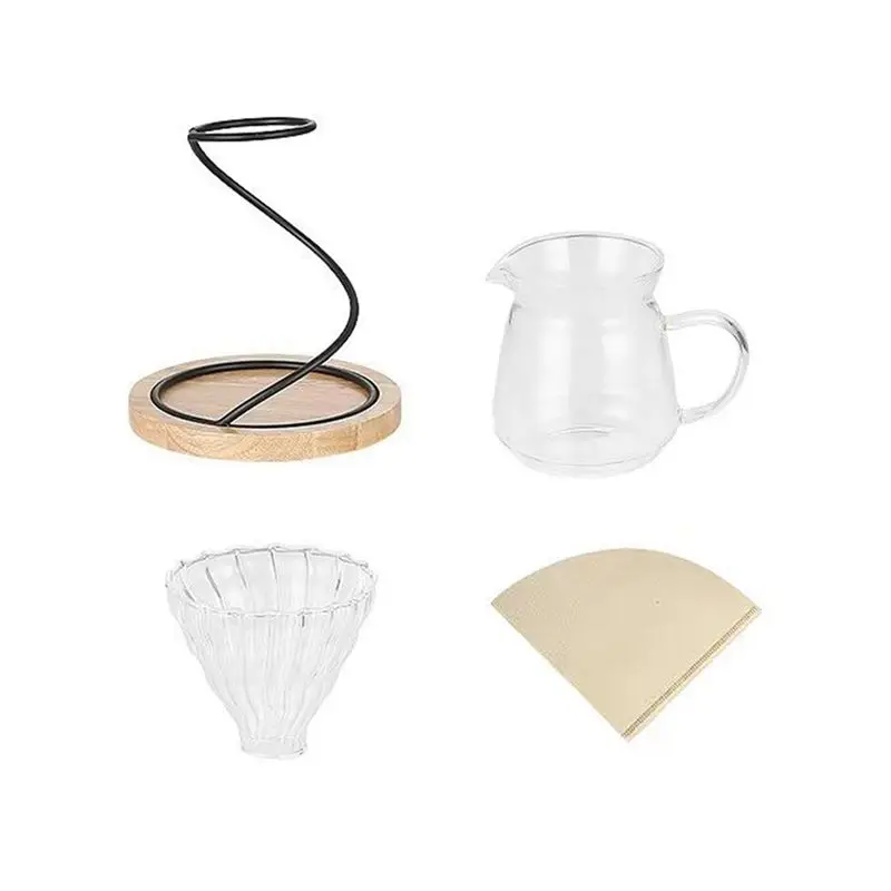 AT21-Coffee Hand Pouring Stand Glass Hand Pouring Coffee Pot Set Coffee Filter Cup Sharing Pot Brewing Pot Coffee Utensils