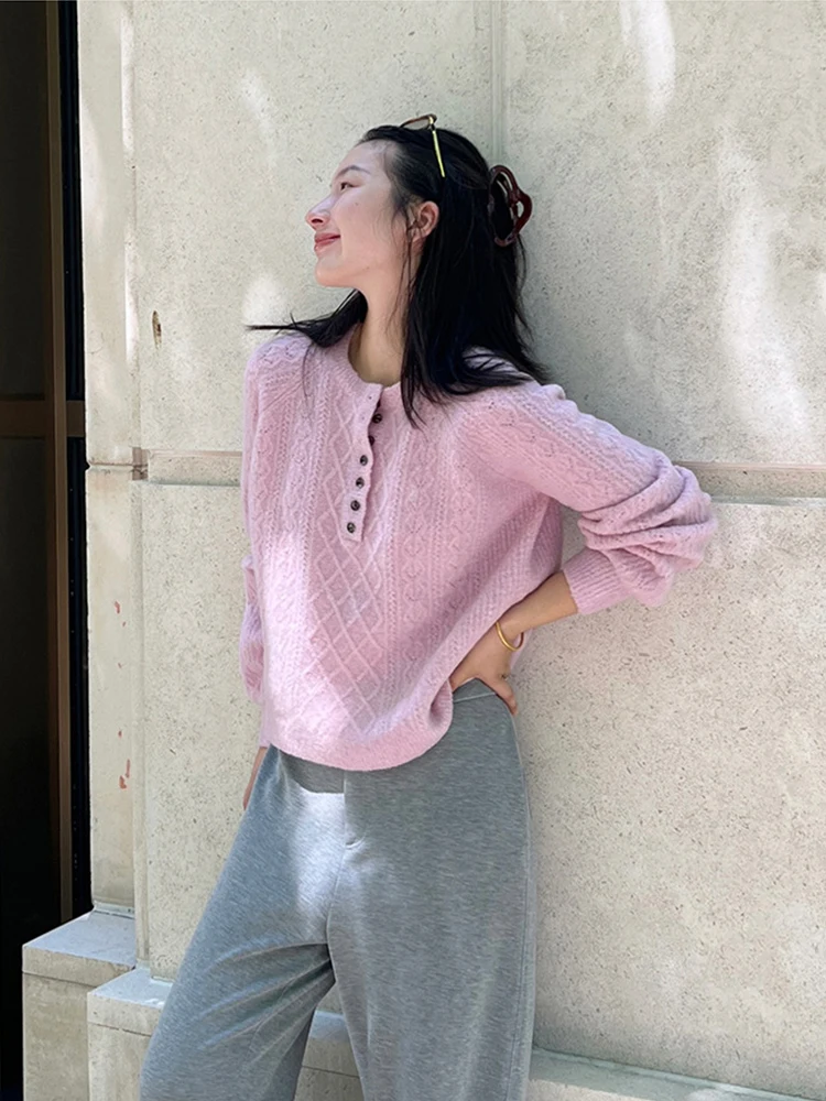 

Свободный вязаный свитер, женский трикотаж на пуговицах с цветочным принтом, повседневный винтажный длинный свек, топ для многослойного использования