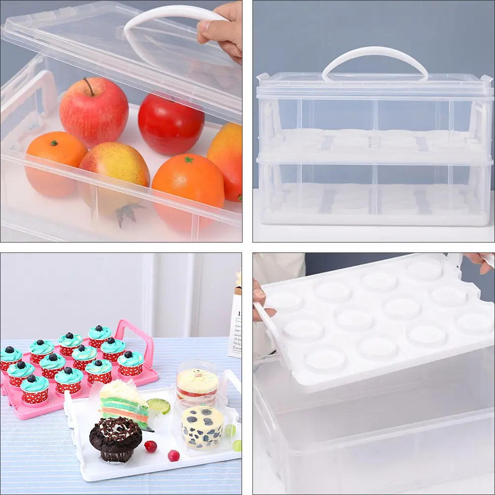 

1Pcs Transparent Double Layer Cake Box Food Safe Waterproof Oil Proof Plastic Dessert Packaging Box for Home Bakery Festival