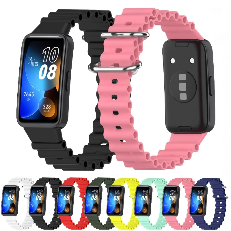 

Силиконовый ремешок Ocean для Huawei Band 10, сменный браслет для умных часов с двойной пряжкой Correa для Huawei Band 10/9/8, аксессуары