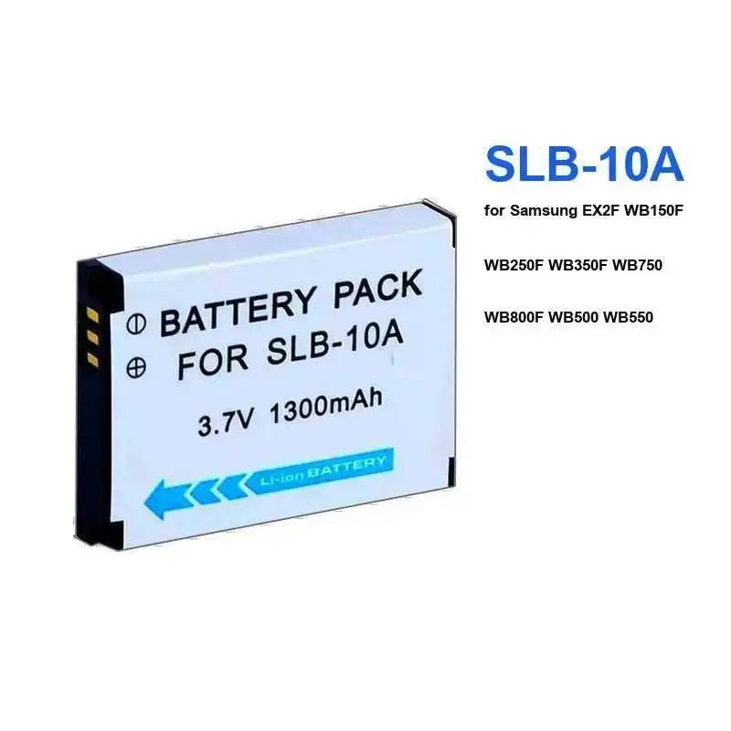 Camera Battery Slb-10A 1300Mah For Samsung EX2F WB150F WB250F WB350F WB750 WB800F WB500 WB550
