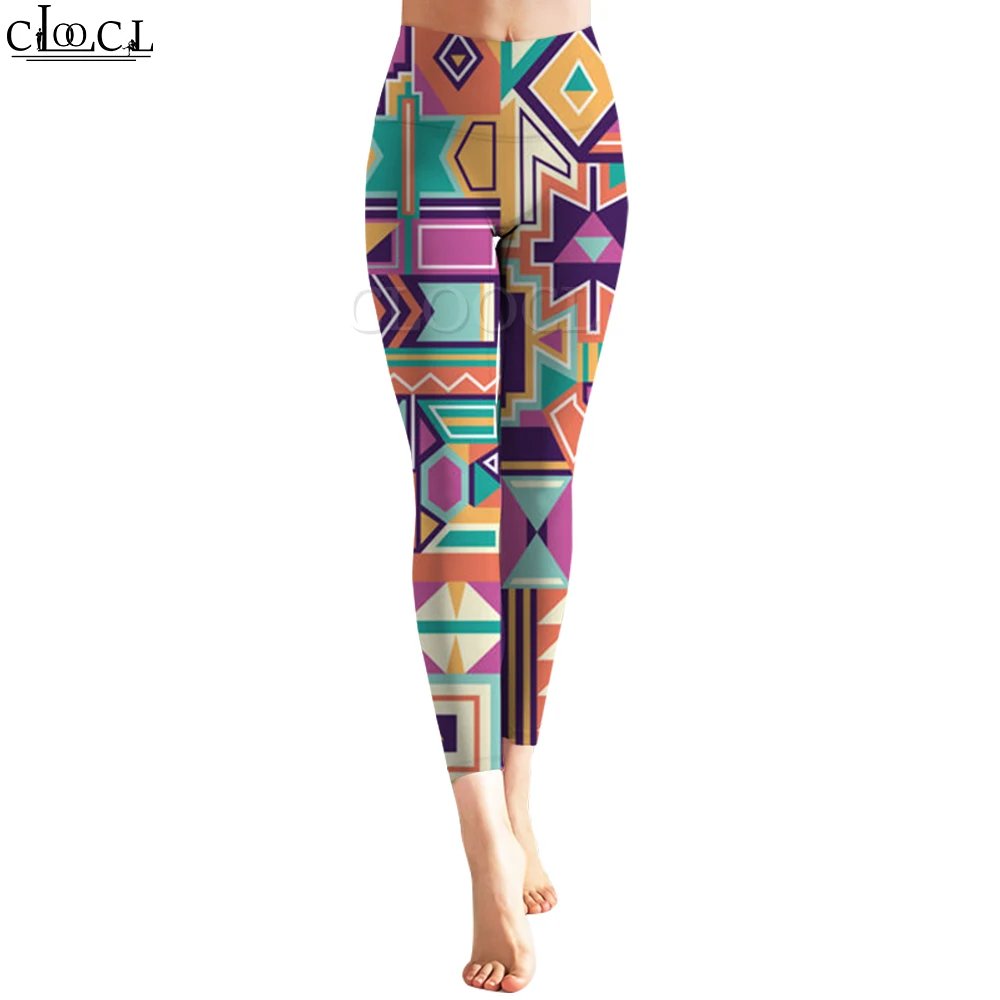 CLOOCL Fashion Women Legging Simple Geometry Printed Casual Workout Pants Stretchy Trousers Skinny Yoga Pants Bohemia Style