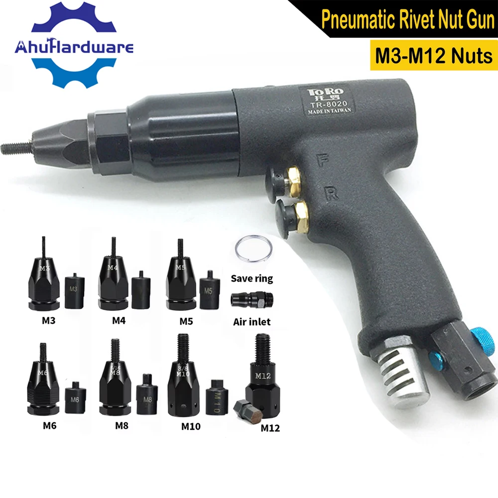 Newest M3 M4 M5 M6 M8 M10 M12 Pneumatic Rivet Gun Kit Blind Automatic Riveting nut tool Air tools Rivnut Pneumatic Rivet Machine