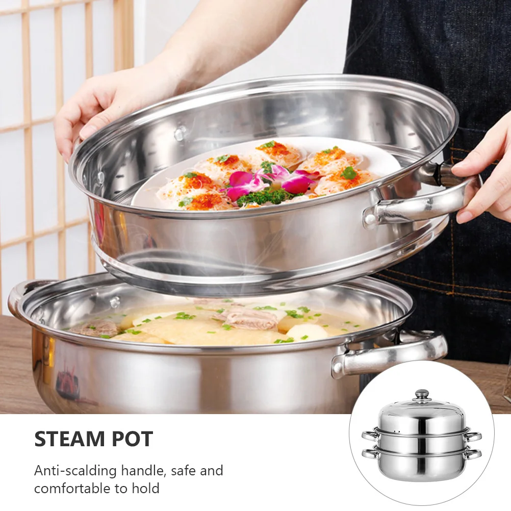 

1Pcs Stainless Steel Steamer Pot Multi-Layer Large Capacity Household Kitchen Steaming Cookware Stockpot Stainless Steel Steamer