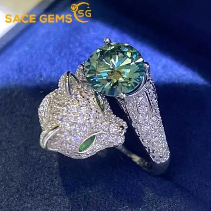 

SACE GEMS D Color 2ct Moissanite Ring S925 Sterling Sliver Plated 18k White Gold Wedding Engagement Fine Jewelry Rings for Woman